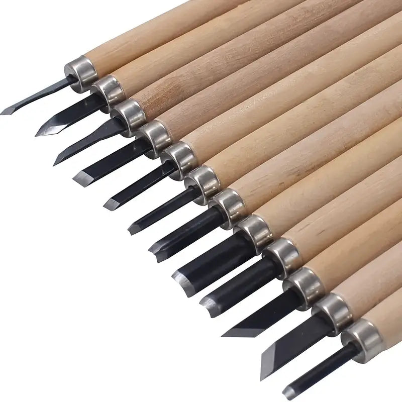 12pcs Carving Tools Suitable For DIY Carving Beginners Handcraft Woodworking Carving Knife Student Art Rubber Stamp Pine Wood Carving Knife