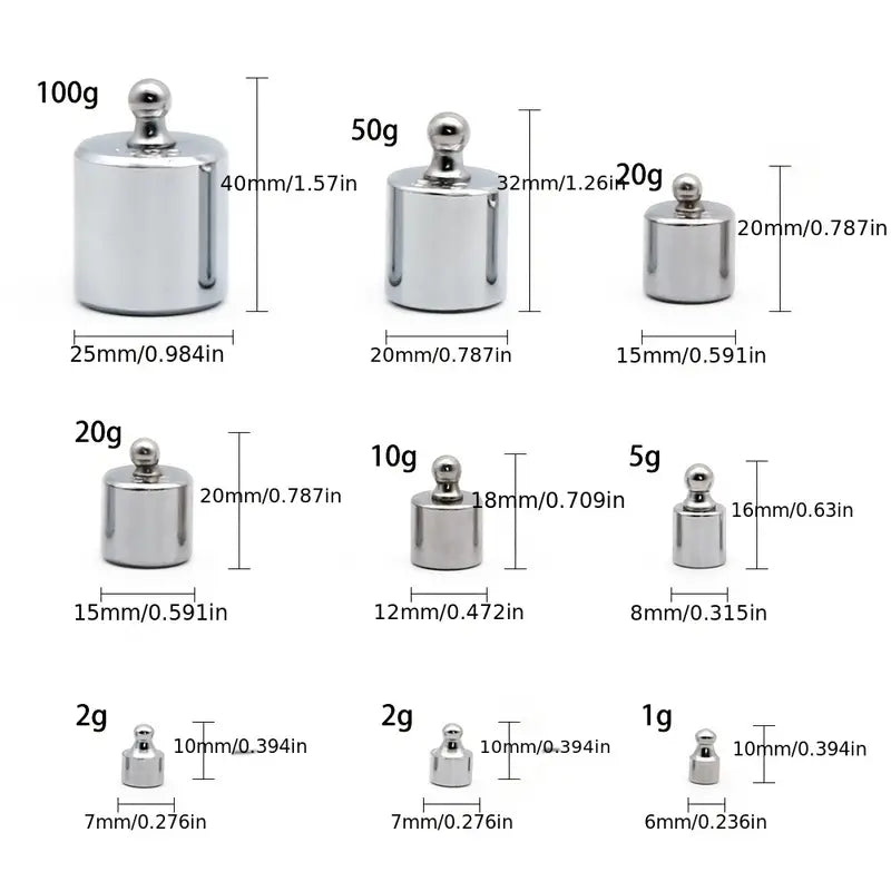 17pcs Precision Weight Set,10mg-3.53oz Precision Steel Calibration Weight Kit