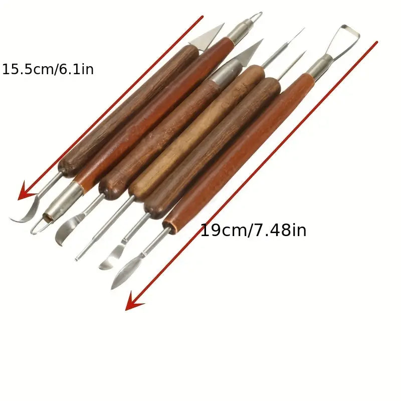 6pcs/set Beginner DIY Clay Pottery Ceramic Sculpting Tools Pottery Woodwork
