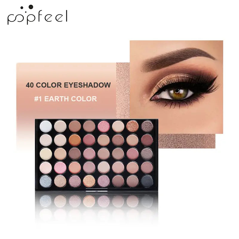 40 Colors Eye Makeup Palette, Matte Shimmer Metallic Eyeshadow Palette