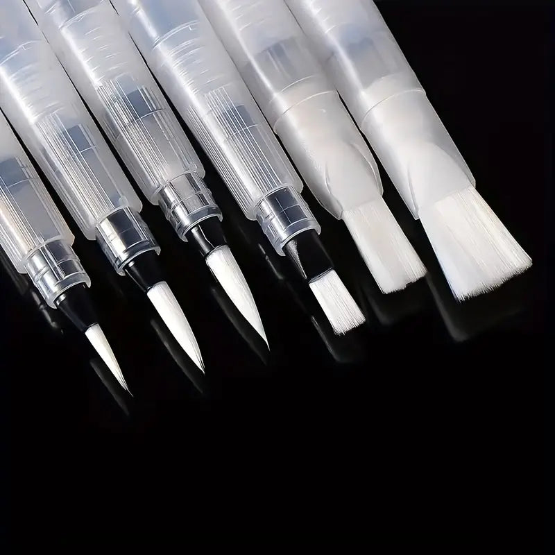 6pcs Watercolor Comes Water Pen Water Soluble Tip Flat Head Pen and pointed tips