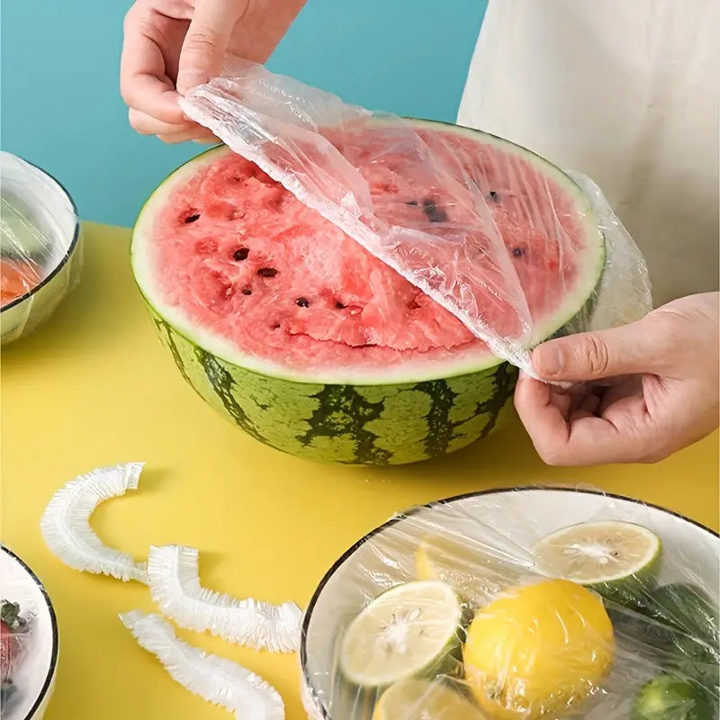 100pcs Disposable Fresh-keeping Cover, Plastic Food Storage Covers, Packaging