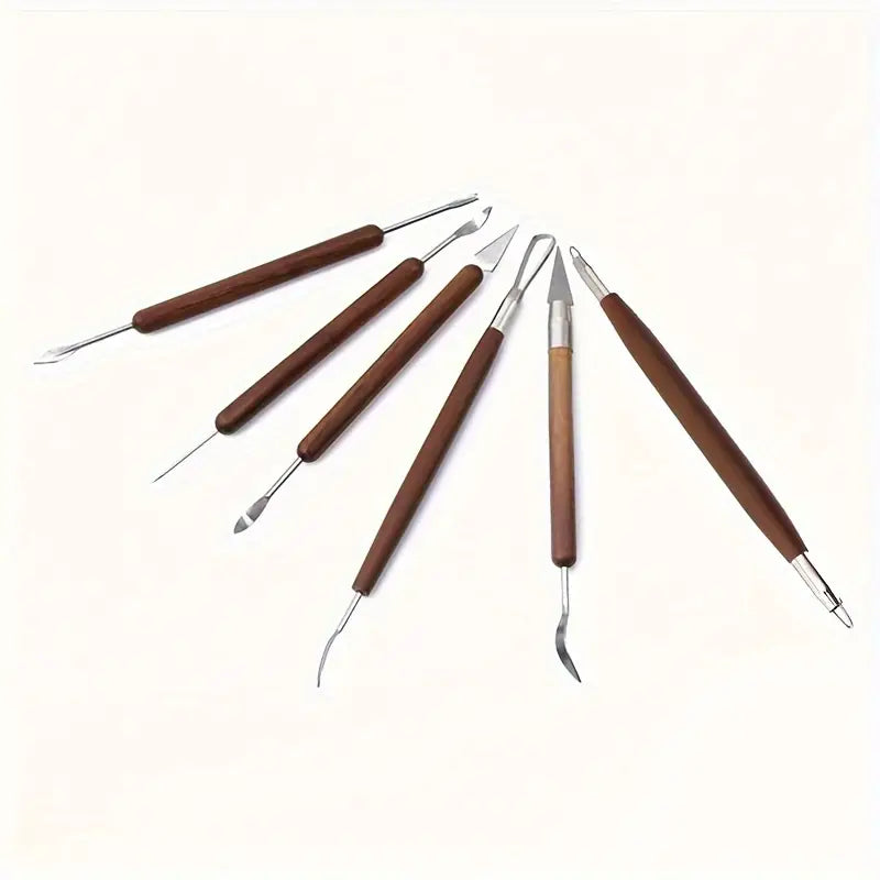 6pcs/set Beginner DIY Clay Pottery Ceramic Sculpting Tools Pottery Woodwork