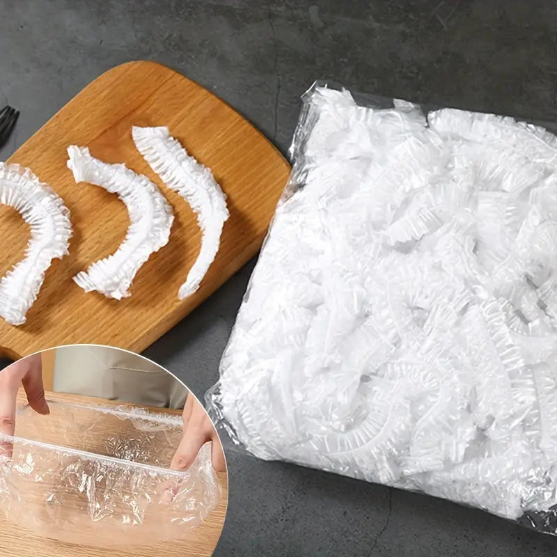 100pcs Disposable Fresh-keeping Cover, Plastic Food Storage Covers, Packaging