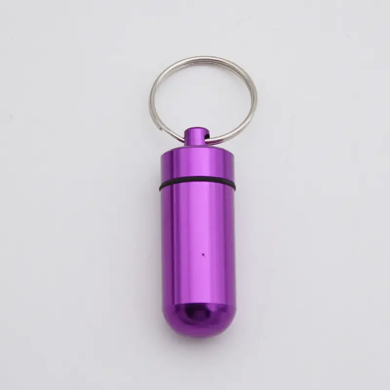 Mini Pill Bottle Charm Key Ring - Waterproof Metal Keychain - Portable