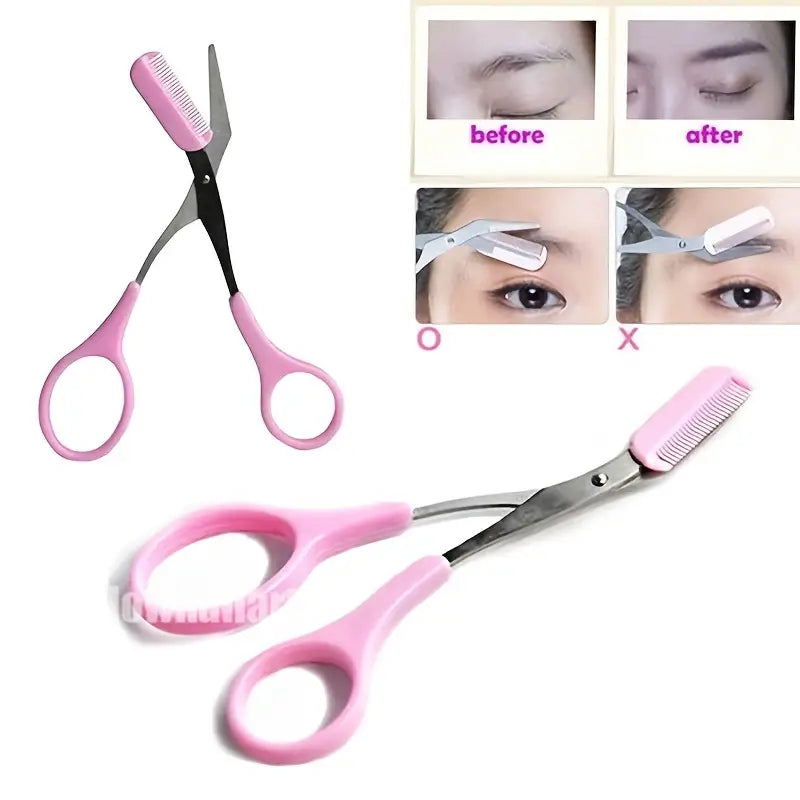 Eyebrow Trimmer Scissor with Comb Lady Woman Men Hair Removal Grooming Shaping