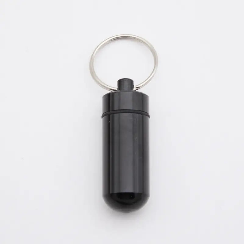 Mini Pill Bottle Charm Key Ring - Waterproof Metal Keychain - Portable