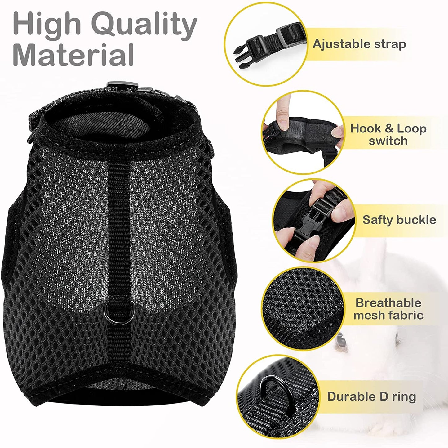 Rabbit / Bunny Medium adjustable soft vest harness