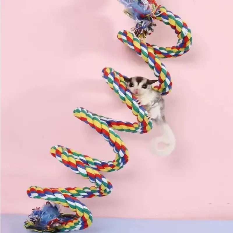 New Bird Parrot Bite Chew Toy Cotton Standing Cage Swing Hanging Rope Climbing