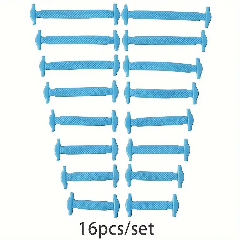 16pcs/set Silicone Free-Tie Elastic Shoe Laces For Skate Shoes Casual Shoes