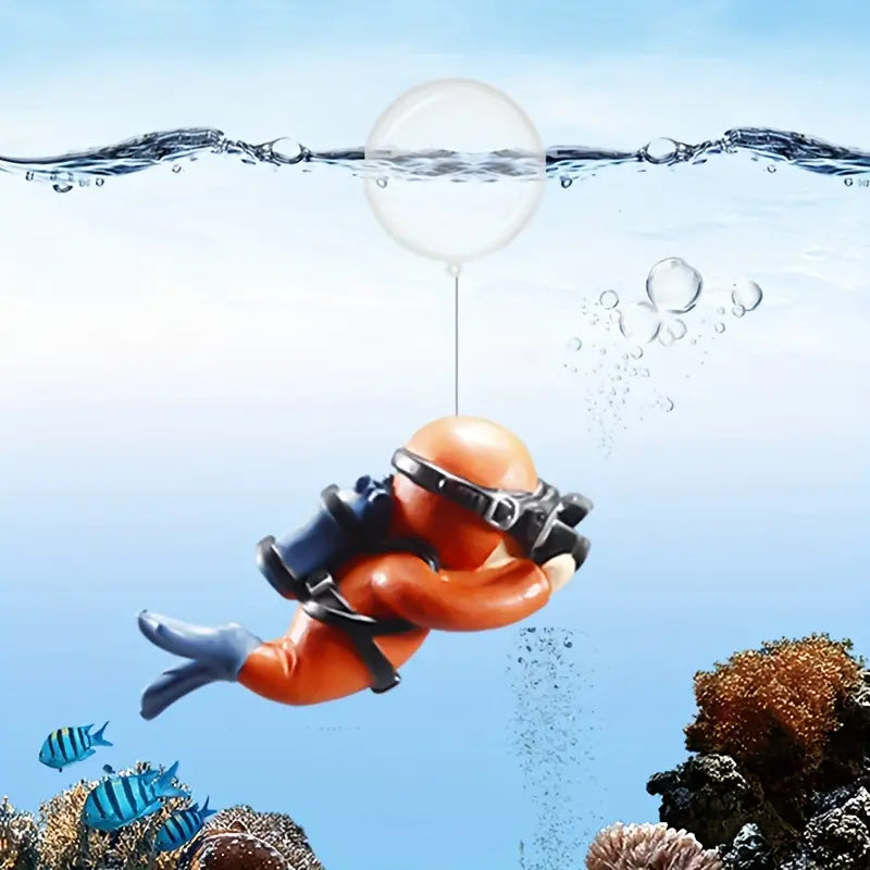 Cute Cartoon Aquarium Diver - Add Fun & Color to Your Fish Tank with Floating Decorations!