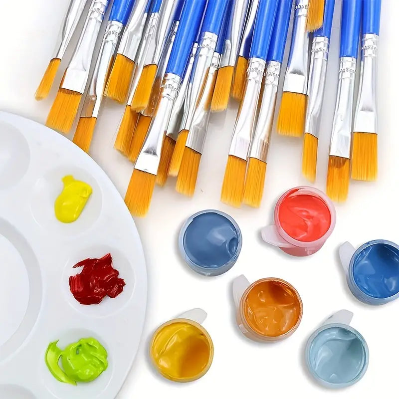 5pcs Small Fine Nylon Hair Detail Flat Paint Brush for Drawing Watercolor Brush