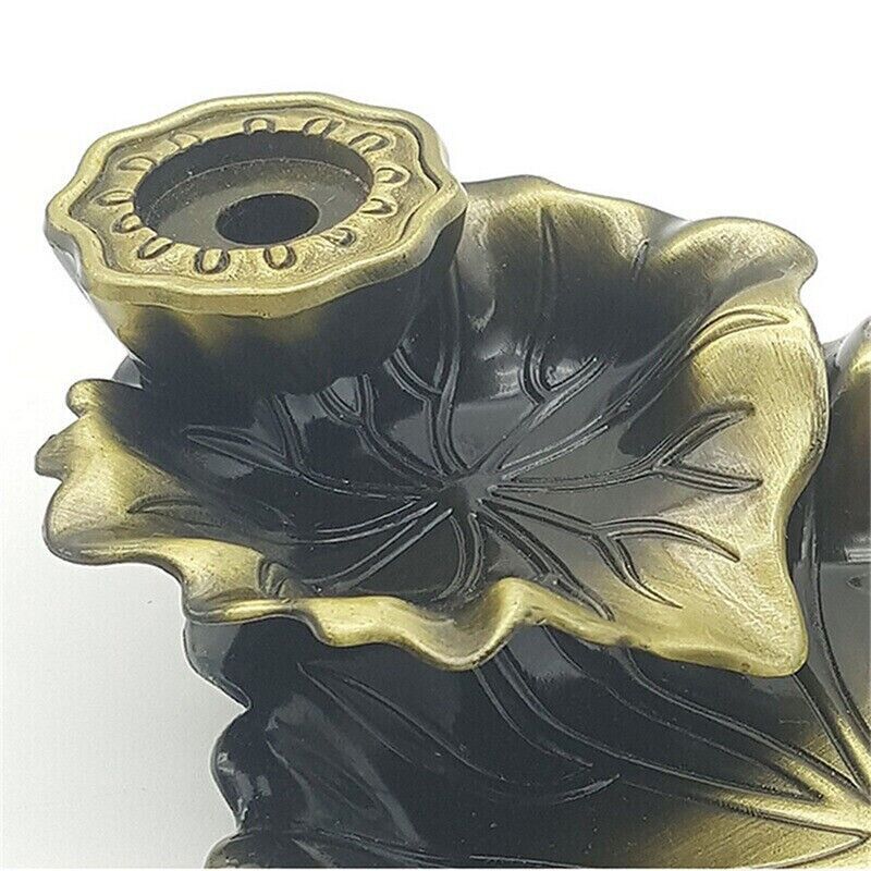 Lotus Leaf Backflow Incense Waterfall Seat Burner Censer Smoke Cone Holder Decor