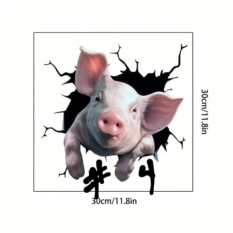 3D Piggy Wall Stickers, Creative Window Static Stickers, Self-adhesive Wall Art