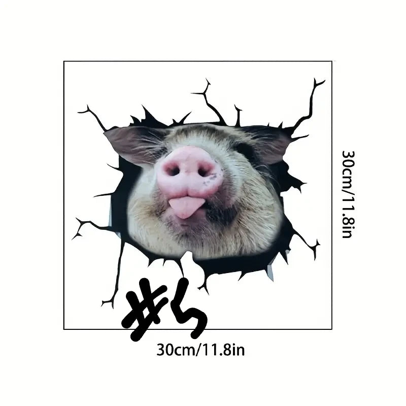 3D Piggy Wall Stickers, Creative Window Static Stickers, Self-adhesive Wall Art