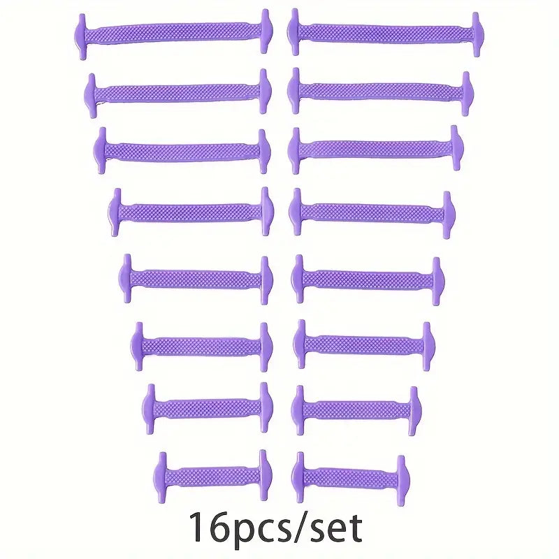 16pcs/set Silicone Free-Tie Elastic Shoe Laces For Skate Shoes Casual Shoes