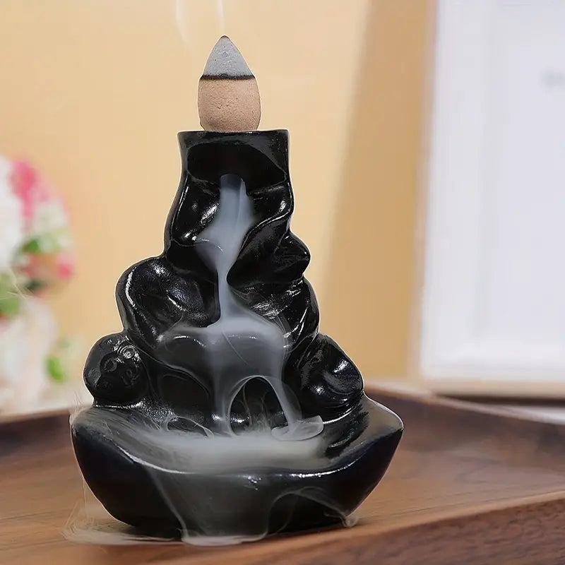 1pc Ceramic Waterfall Incense Burner, Vintage Backflow Incense Burner, Household