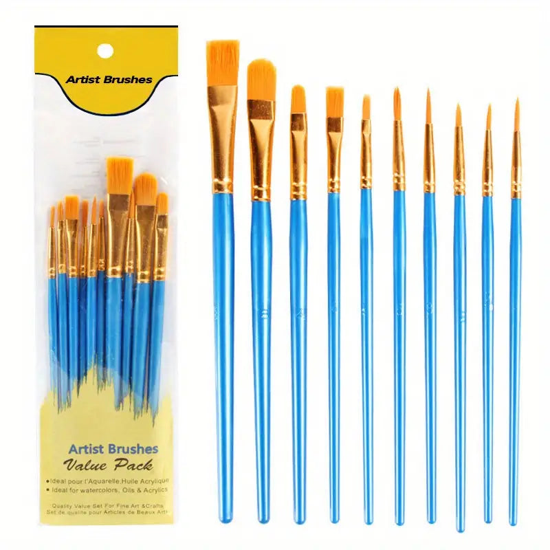 10pcs Oil Painting Pen Plastic Rod Watercolor Water Powder Painting Pen Brush