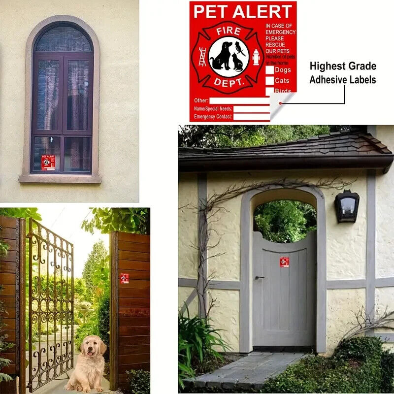 Pet Inside Sticker - 4 PCS Alarm Safety Fire Rescue Stickers