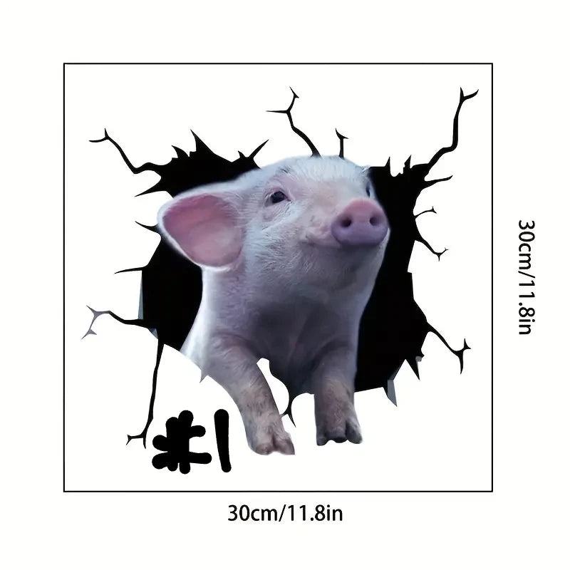3D Piggy Wall Stickers, Creative Window Static Stickers, Self-adhesive Wall Art