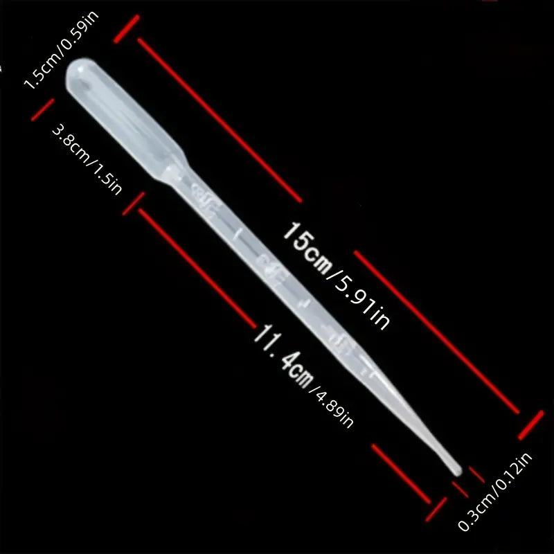 100PCS Lab Supplies Plastic Test Tubes Transparent Graduated Pipettes Disposable