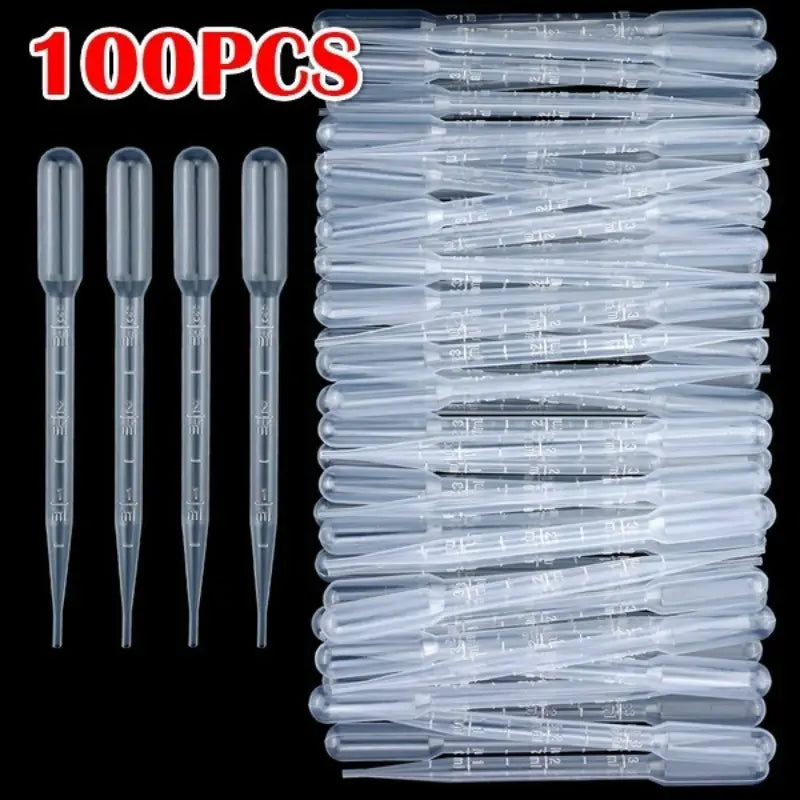 100PCS Lab Supplies Plastic Test Tubes Transparent Graduated Pipettes Disposable