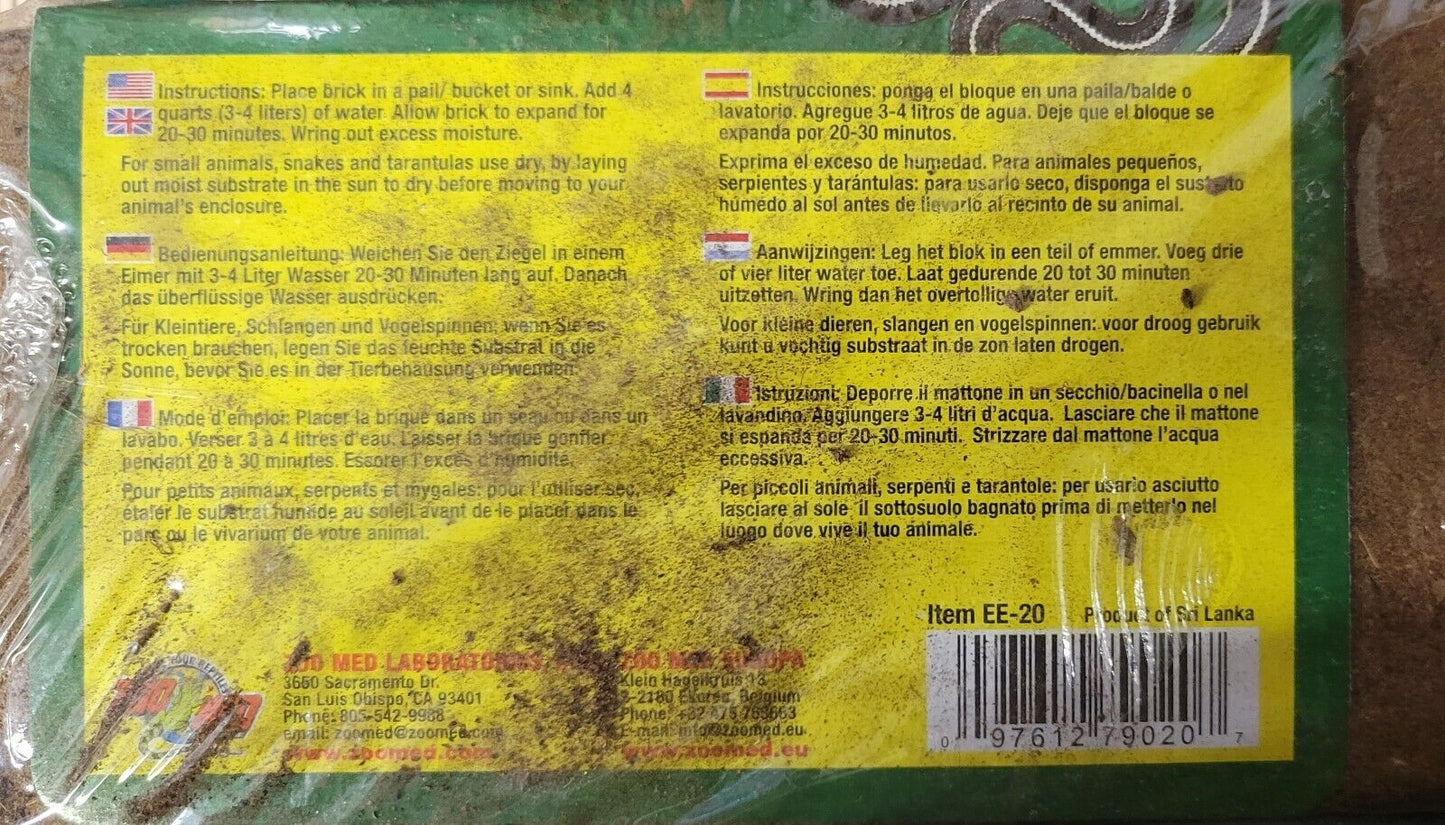 Zoo Med Eco Earth Compressed Coconut Fiber Expandable Reptile Substrate