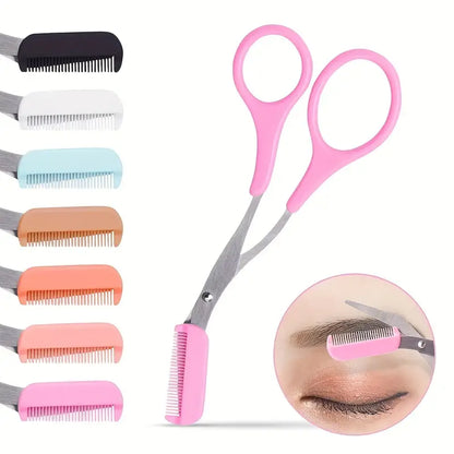 Eyebrow Trimmer Scissor with Comb Lady Woman Men Hair Removal Grooming Shaping