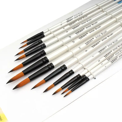 12pcs Round Shape Artist Paint Brush Set, Paint Brush For Student Children