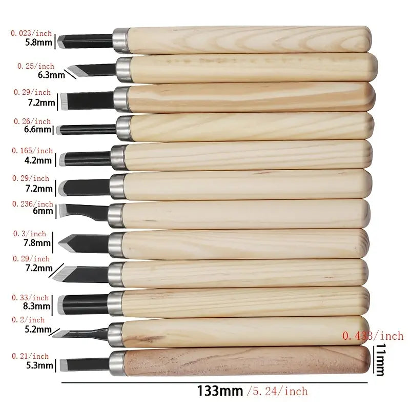 12pcs Carving Tools Suitable For DIY Carving Beginners Handcraft Woodworking Carving Knife Student Art Rubber Stamp Pine Wood Carving Knife