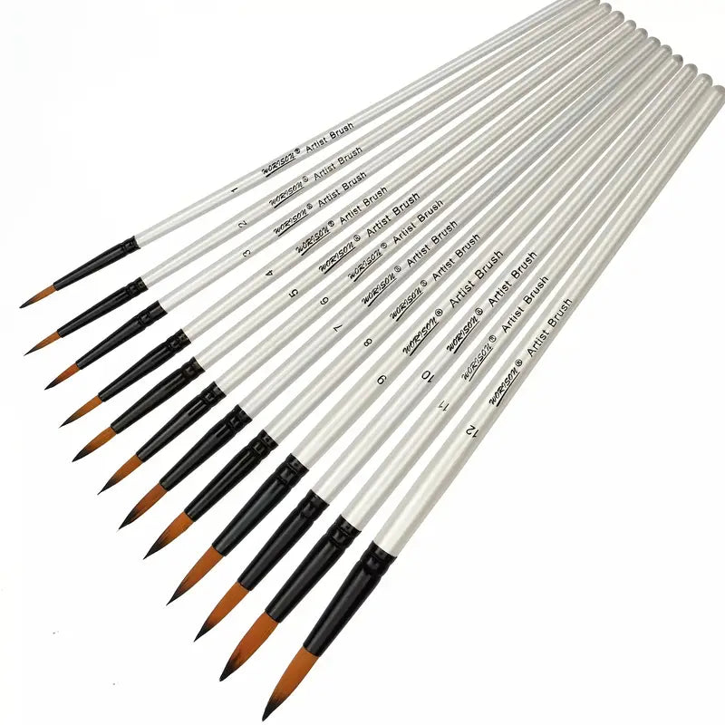 12pcs Round Shape Artist Paint Brush Set, Paint Brush For Student Children