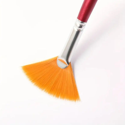 5pcs Nylon Hair Fan-Shaped Brush Art Painting Set - Perfect for Watercolor