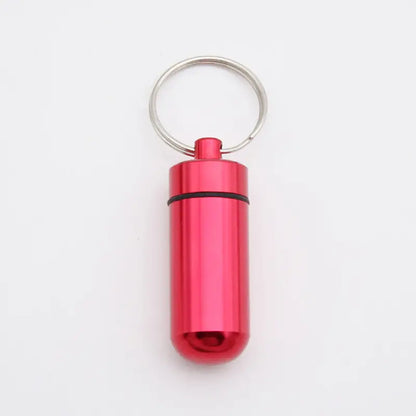 Mini Pill Bottle Charm Key Ring - Waterproof Metal Keychain - Portable