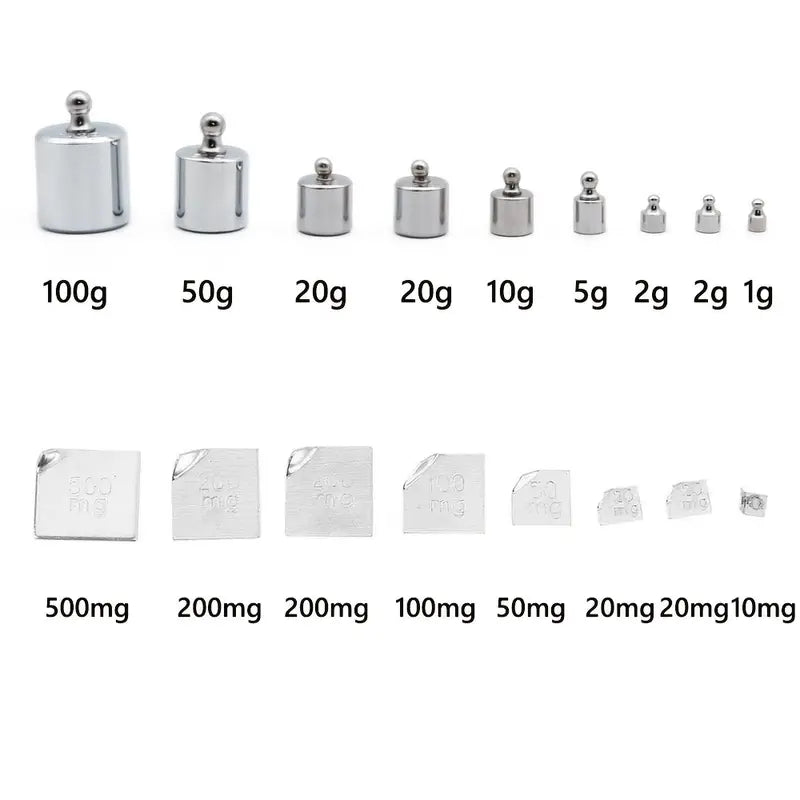 17pcs Precision Weight Set,10mg-3.53oz Precision Steel Calibration Weight Kit