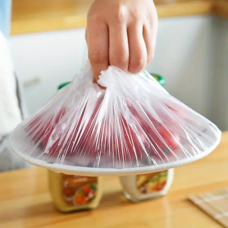 100pcs Disposable Fresh-keeping Cover, Plastic Food Storage Covers, Packaging