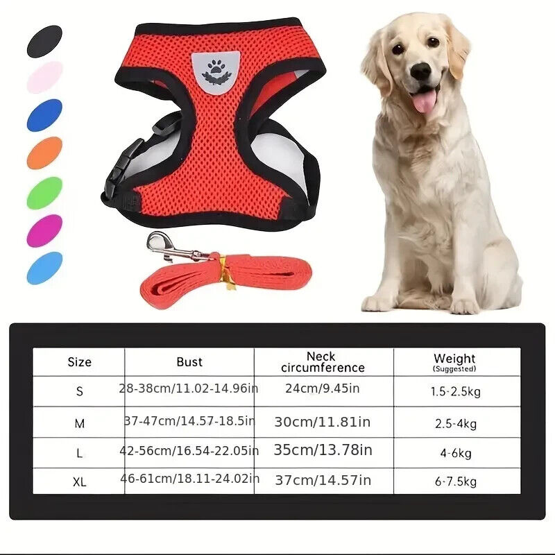 Breathable Mesh Small Dog Pet Harness And Leash Set Puppy Cat Vest Harness Cat