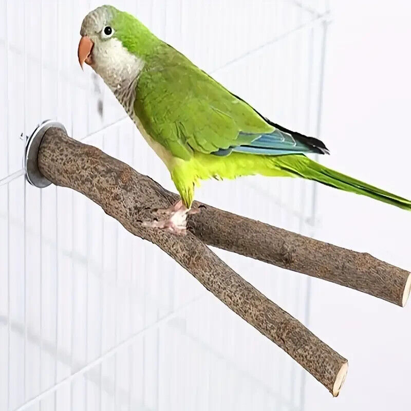 2 Pack Bird Perch Stand, Natural Wood Parrot Perch Bird Cage Accessories Bird