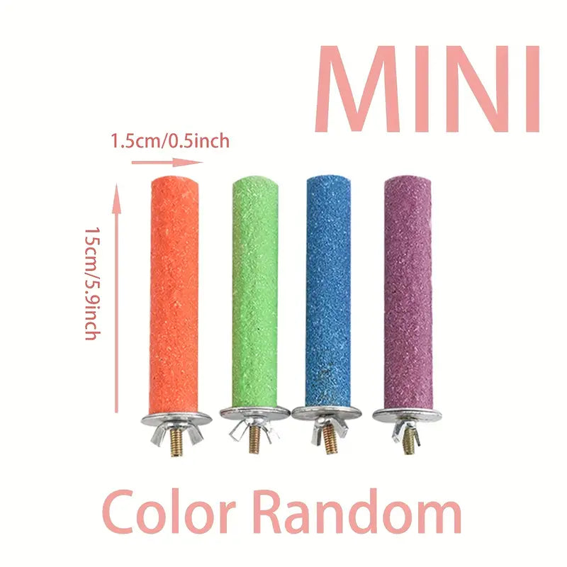 Mini Colorful Parrot Stand toy Platform and free bird spoon. Random colors