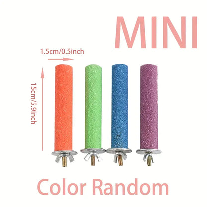 Mini Colorful Parrot Stand toy Platform and free bird spoon. Random colors