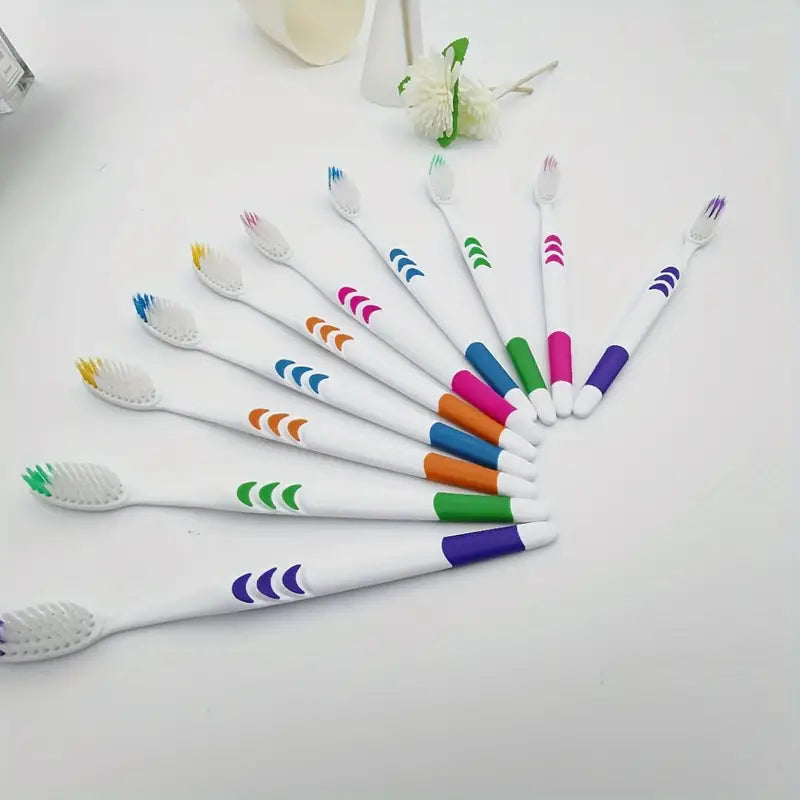 10pcs - Multi Color Soft Bristle Toothbrush Set - Sharpened Silk Soft Bristle