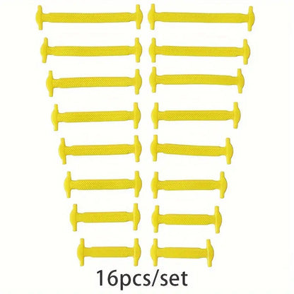 16pcs/set Silicone Free-Tie Elastic Shoe Laces For Skate Shoes Casual Shoes