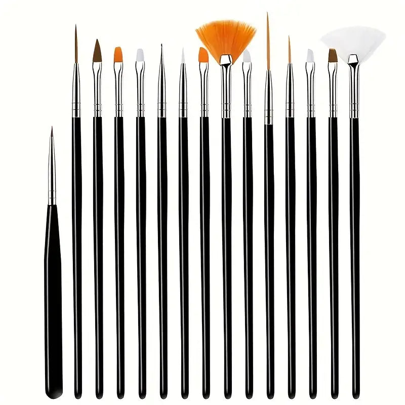 15pcs Fine Detail Paint Brush Set - Perfect for Detailing & Art Painting