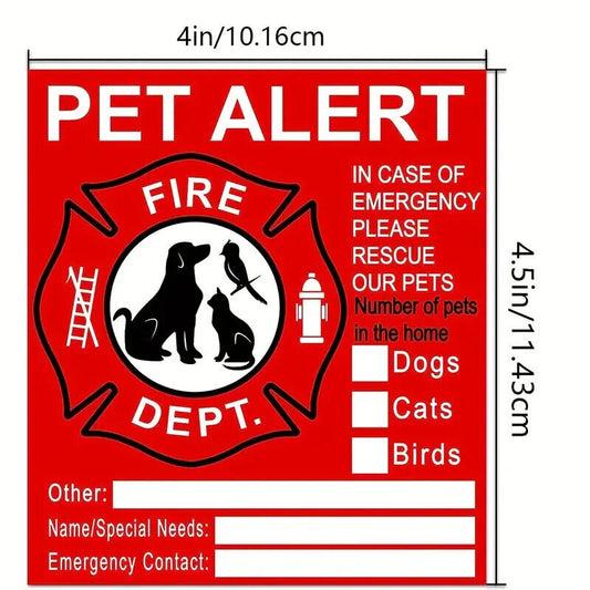 Pet Inside Sticker - 4 PCS Alarm Safety Fire Rescue Stickers