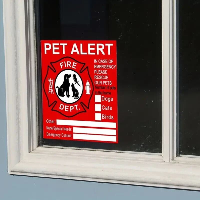 Pet Inside Sticker - 4 PCS Alarm Safety Fire Rescue Stickers