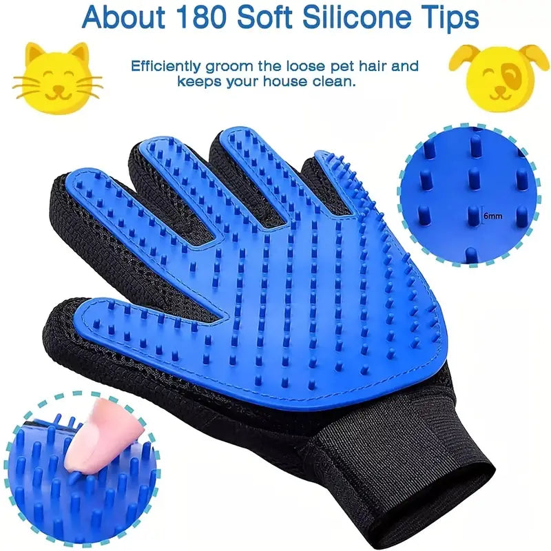 Pet Grooming Glove Gentle Deshedding Brush Glove Accessories Pet Grooming Gloves