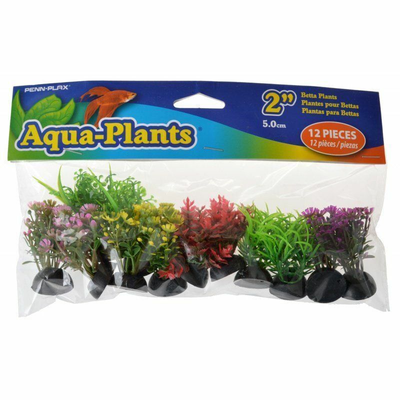 Penn Plax Aqua Plants Betta Plants 2" Underwater Aquarium Plastic Base 12 Pack
