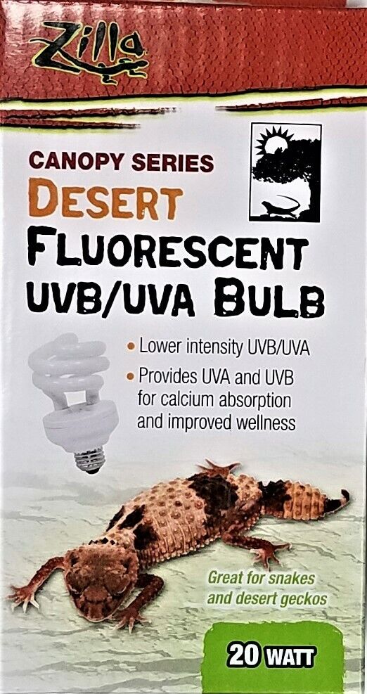 Zilla Canopy Series Desert Fluorescent UVB/UVA Bulb - 20W Light For Desert Reptiles (Pack Of 2)