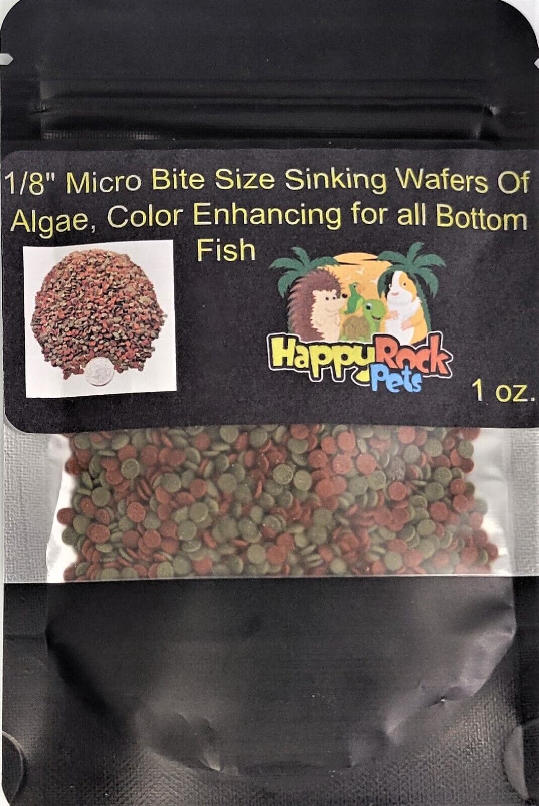 1/8" Micro Bite Size Sinking Wafers, Algae & Color Enhancing for All Bottom Fish