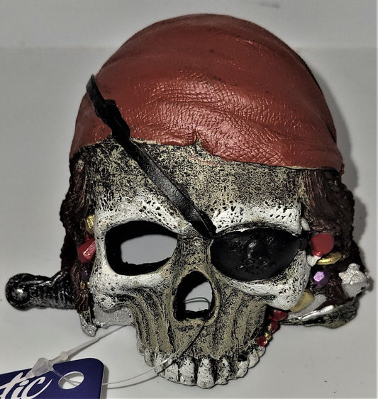 Blue Ribbon Pirate Skull Ornament