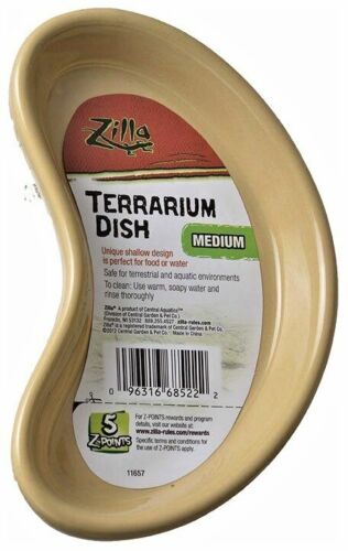 Zilla Kidney Shaped Terrarium Dish - Food or Water Med - 5.25"  & Large 6 .25"